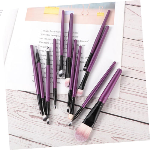 12Pcs Makeup Brush Wooden Handle Angled Blush Brush and Case Professional Cosmetics Kit for Women