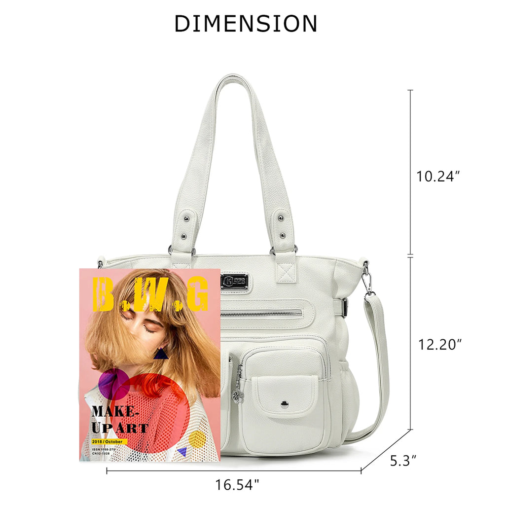 Large Purses for Women Shoulder Handbags Crossbody Hobo Tote Bag for Women (White)