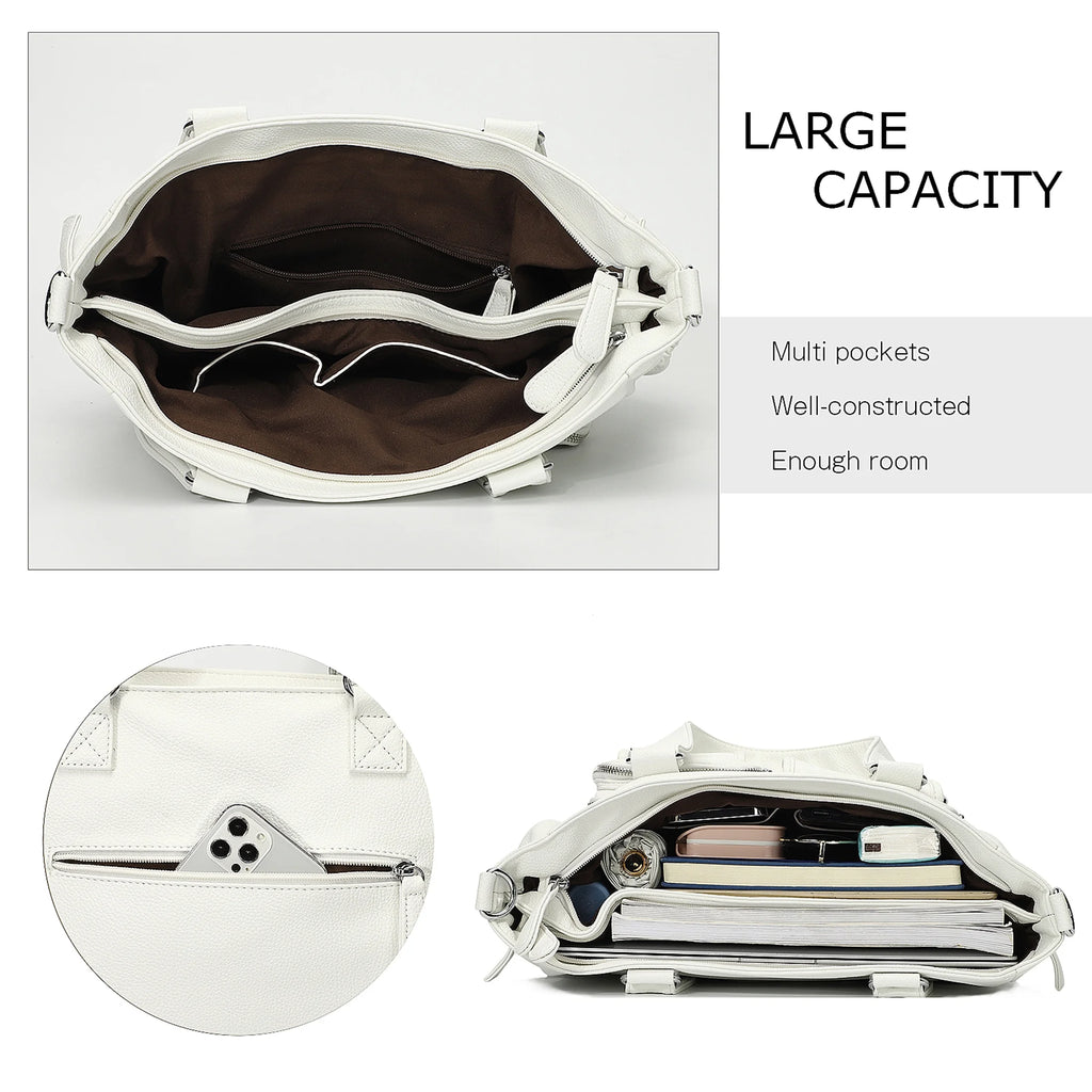 Large Purses for Women Shoulder Handbags Crossbody Hobo Tote Bag for Women (White)