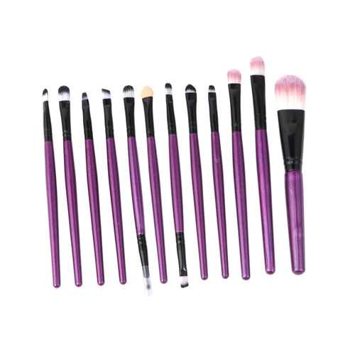 12Pcs Makeup Brush Wooden Handle Angled Blush Brush and Case Professional Cosmetics Kit for Women