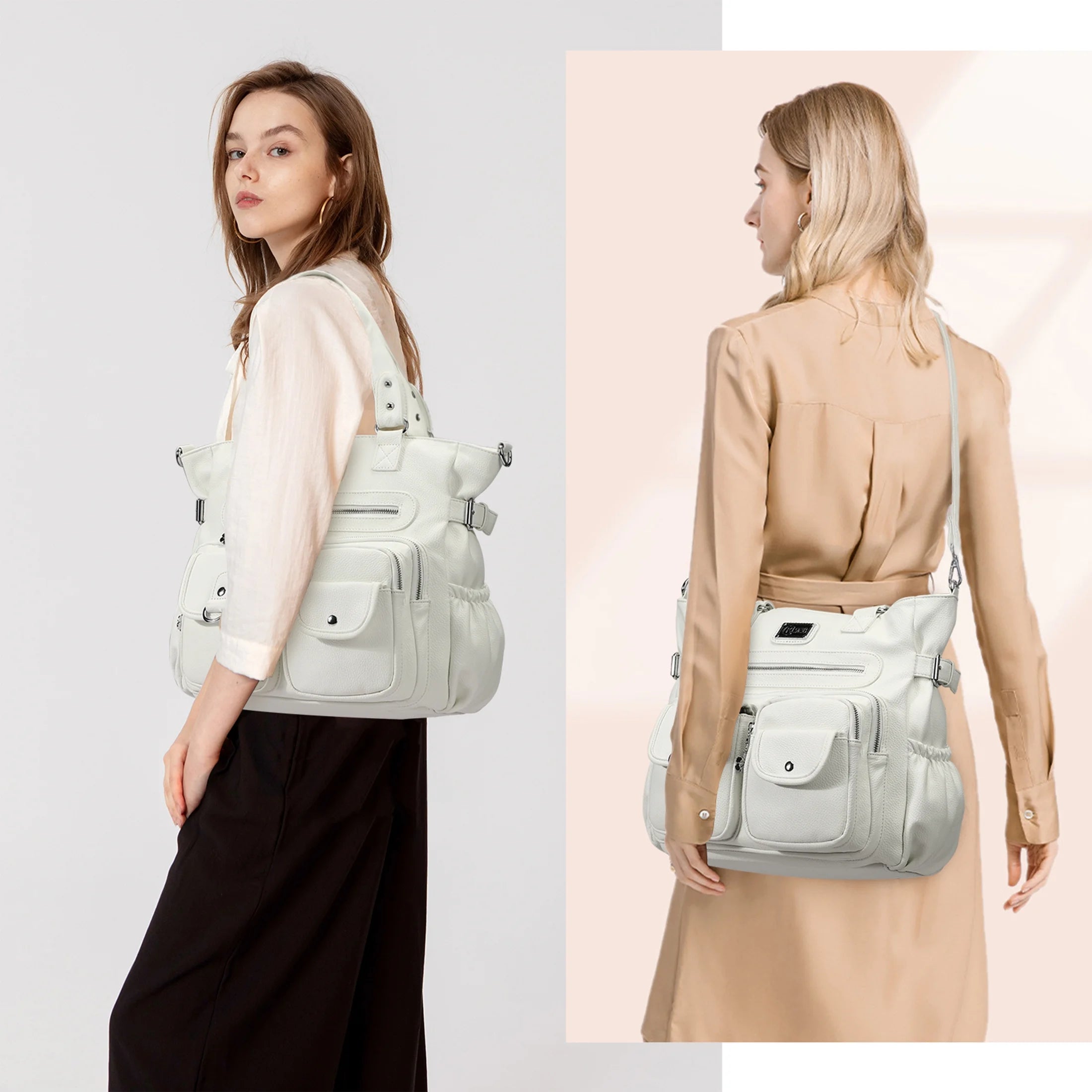 Large Purses for Women Shoulder Handbags Crossbody Hobo Tote Bag for Women (White)