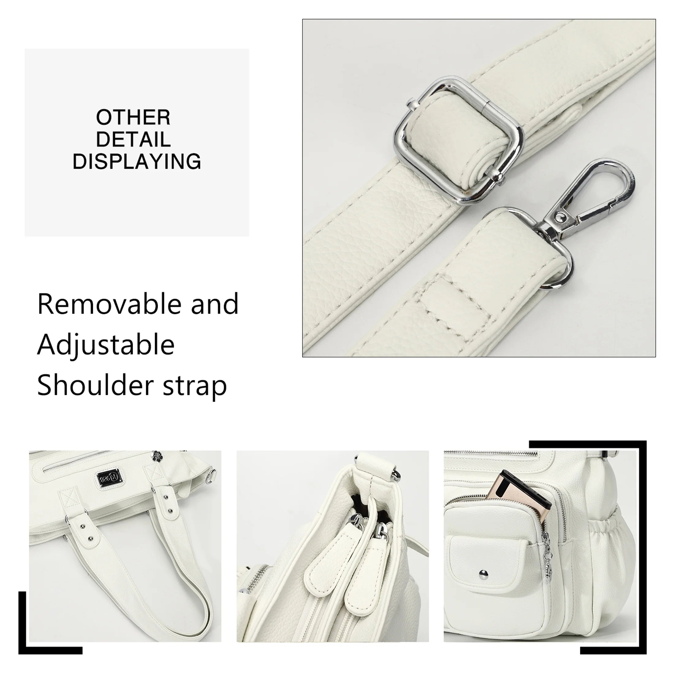 Large Purses for Women Shoulder Handbags Crossbody Hobo Tote Bag for Women (White)