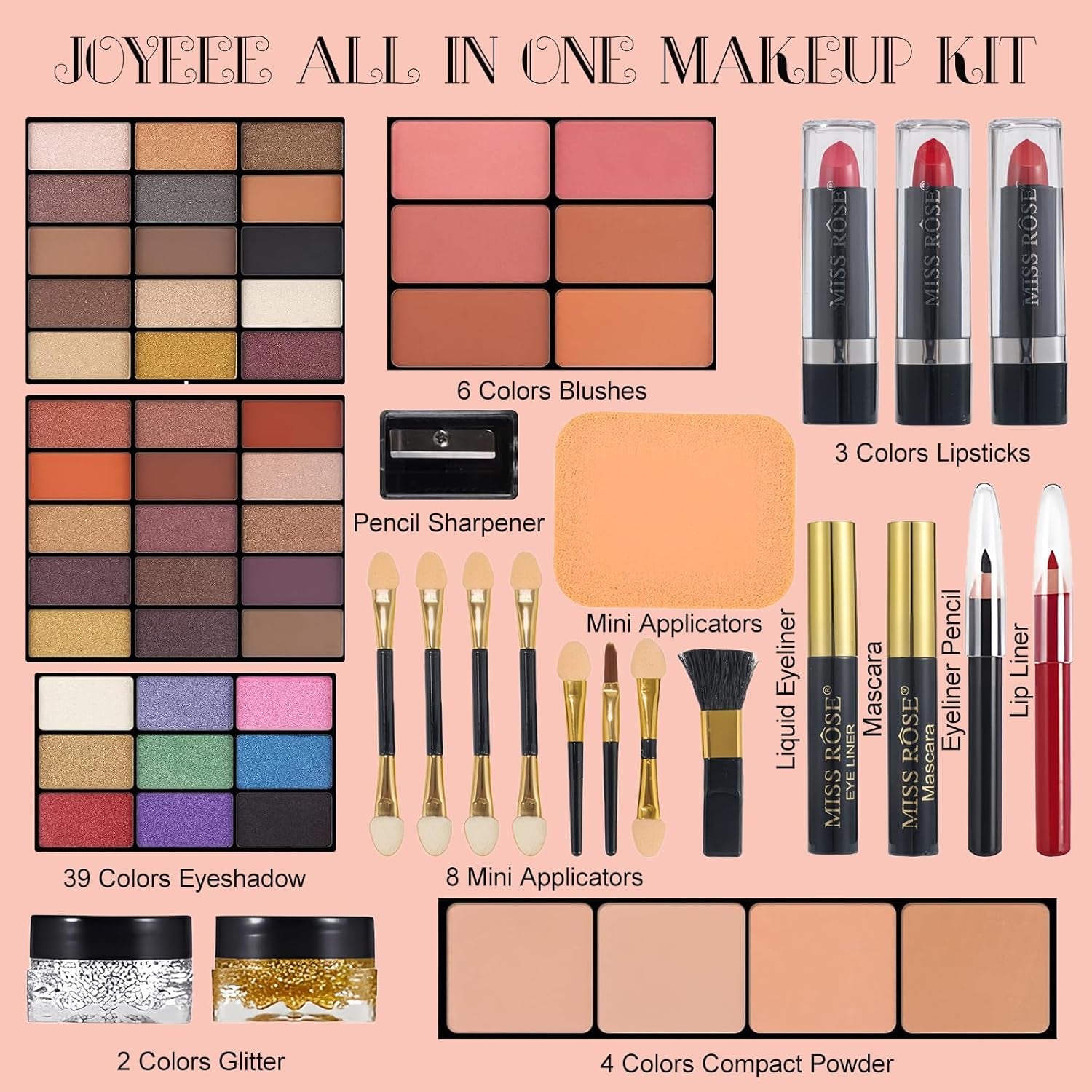 All-In-One Makeup Gift Set Carry All Makeup Kit Women Full Kit with Makeup Bag Concealer Lipgloss Lipstick Blush Foundation Face Powder Eyeshadow Palette Cosmetic Palette #8