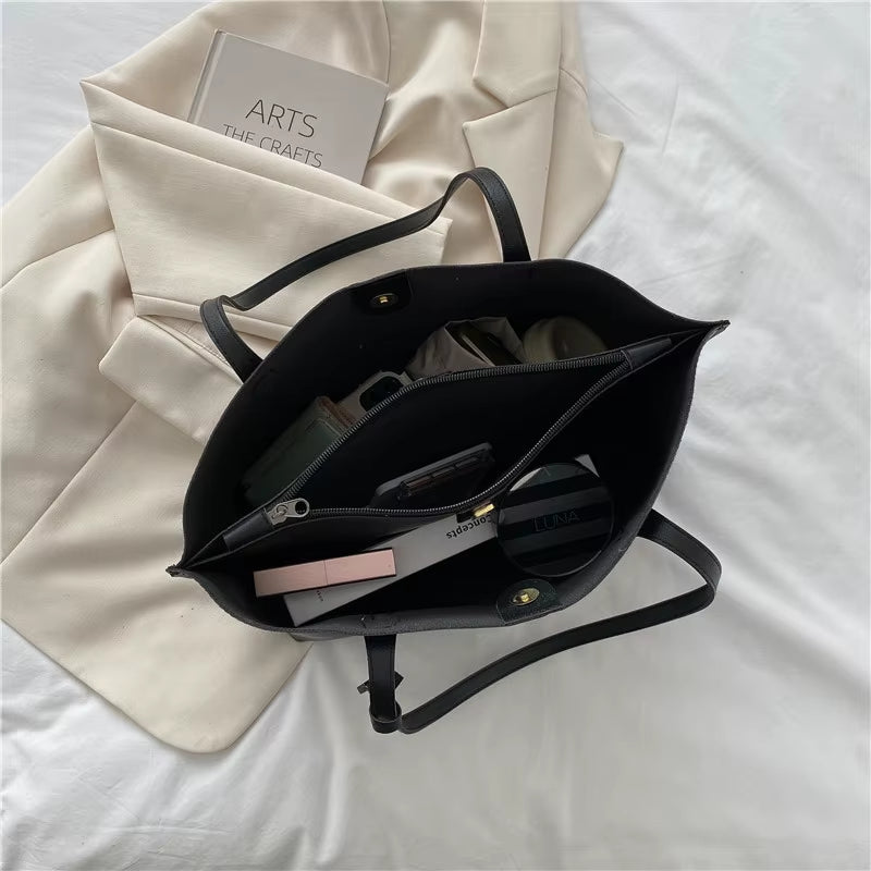 Large Capacity Women'S Bag, New Soft Leather Tote Bag, Casual and Versatile Single Shoulder Bags for Woman Korean Style Handbags